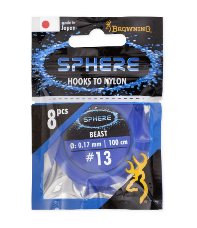 Browning Sphere l'Hameçons Montés (8 pcs) l'Hameçons Beast Paillet-Ardillon 100cm