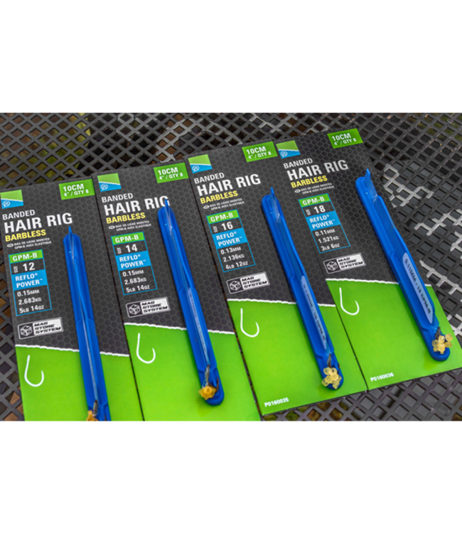 Preston GPM-B Banded Hair Rigs Barbless 10cm (8 pcs)