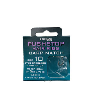 Drennan Pushstop Hair Rigs Carp Match Barbless 30cm (8pcs)