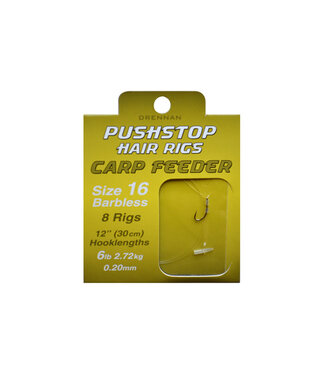 Drennan Pushstop Hair Rigs Carp Feeder Barbless 30cm (8pcs)