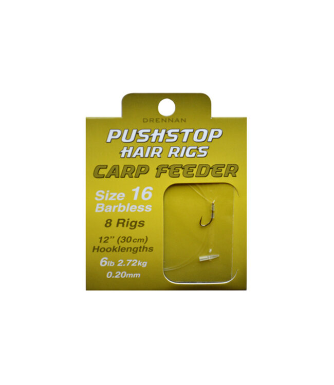 Drennan Pushstop Hair Rigs Carp Feeder Barbless 30cm (8pcs)