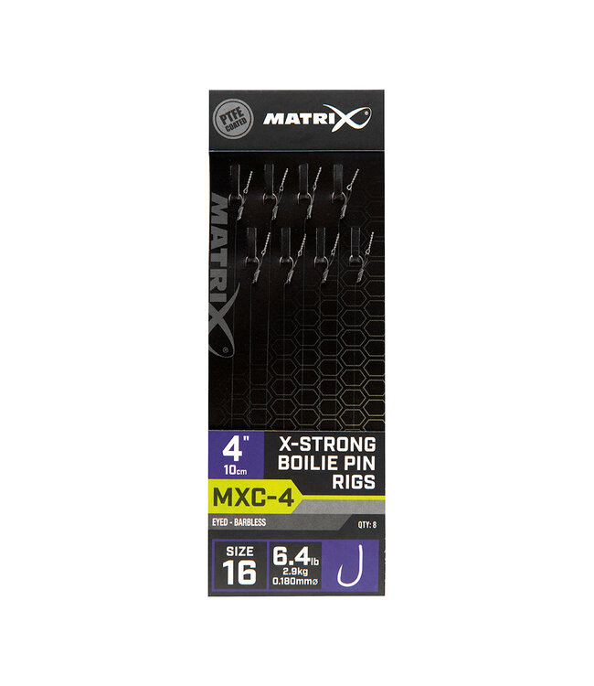Matrix Onderlijn MXC-4 X-Strong Boilie Pin Rigs 10cm Eyed-Barbless (8 pcs)