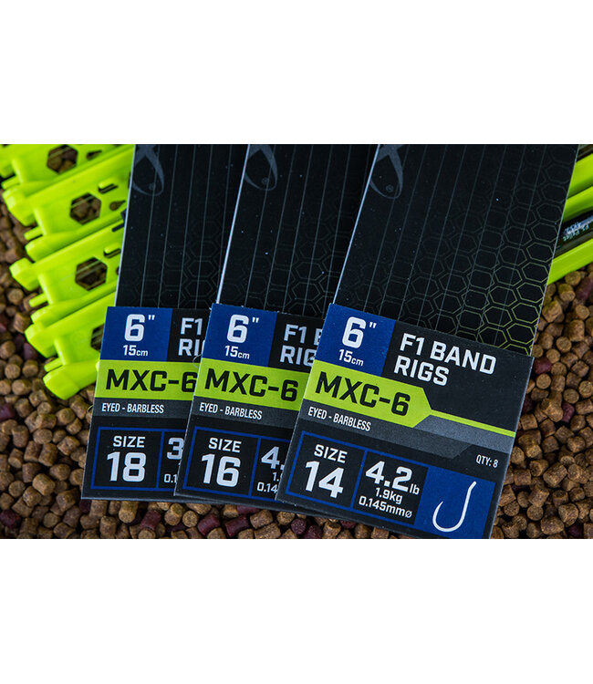 Matrix Onderlijnen MXC-6 F1 Band Rigs 15cm Eyed-Barbless (8 pcs)