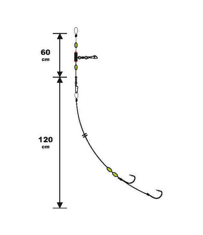 Sunset Boot Rig Special Fluorocarbon Branch Line Big Fish Special 60+120cm (1 Stück) Haken 4/0 - 1.00mm