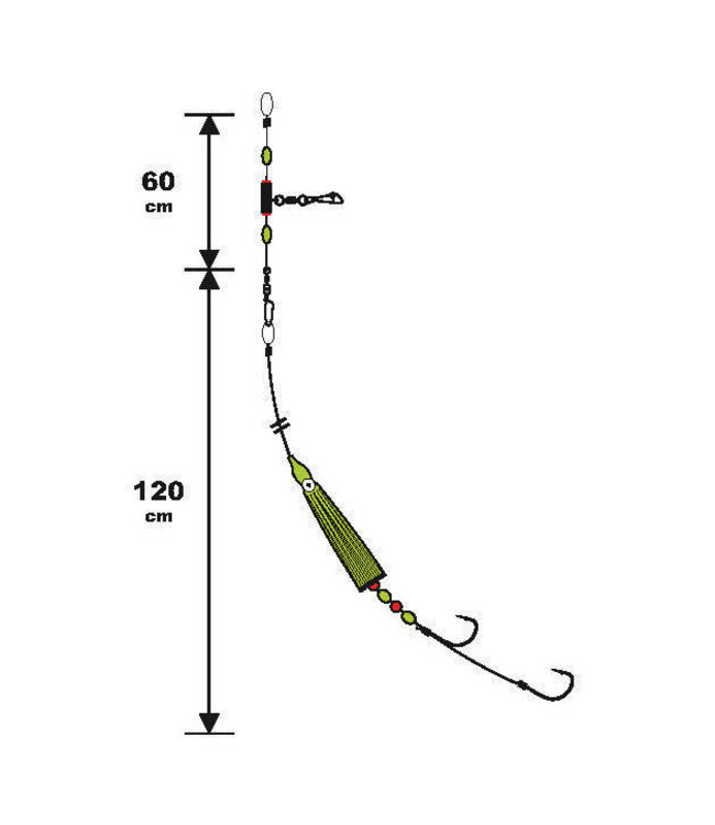 Sunset Bas de Ligne Bateau RS Competition Special Gros Poisson - Fluoro Octopus 60+120cm (1 pc) l'Hameçon 4/0 - 1.00mm