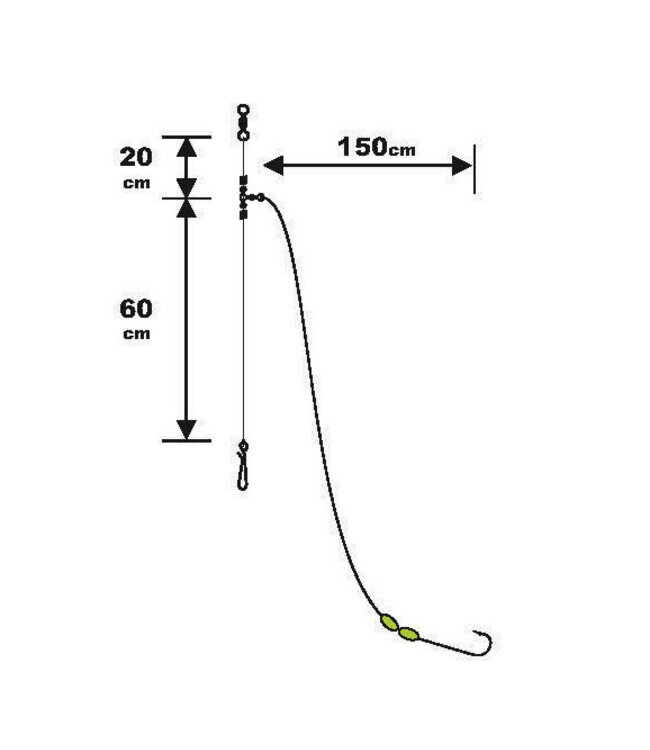 Sunset Surfcasting RS Competition Special Gros Poisson - Fluoro 80+150 (1 pc) l'Hameçon 2/0 - 0.60mm