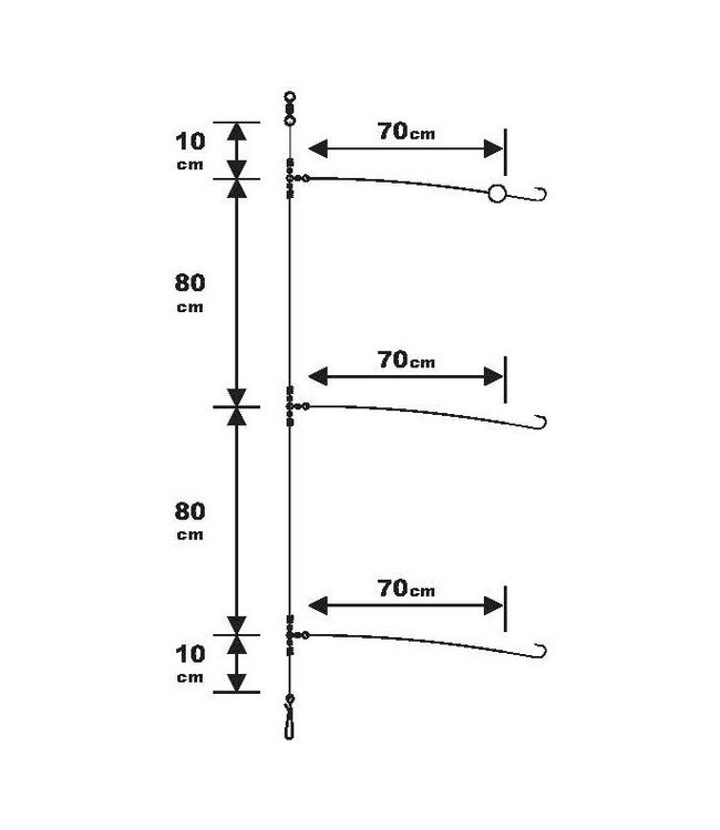 Sunset Surfcasting Rig Special Fluorocarbon Branch Seabass Special 180cm (3 pcs) Haken 2 - 0.50mm