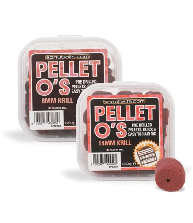 Sonubaits Pellet O’s Pre-Drilled Pellet 14mm – Pellets Esches Pré-Percés avec Hair Mounts Offerts pour Carpe, Barbeau et Chevesne