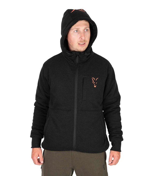 Fox Collection Sherpa Hoody Black-Orange