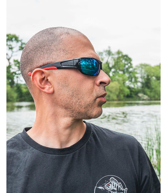 Fox Rage Rage Eyewear Wraps Noir-Rouge - Lenses Gris-Mirror Bleu