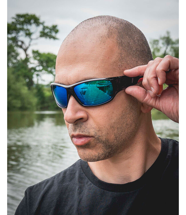 Fox Rage Rage Eyewear Wraps Noir-Rouge - Lenses Gris-Mirror Bleu