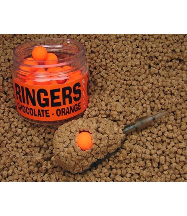 Ringers Bandems Wafters Boilies 10mm Chocolate – Semi-Drijvende Wafter Boilies voor Method Feeder – Orange & Yellow