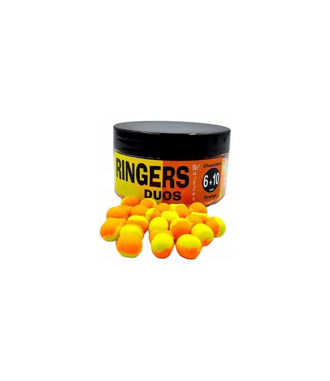 Ringers Duos Wafters Chocolate Orange 6+10mm – Tweekleurige Semi-Drijvende Wafters voor Method Feeder