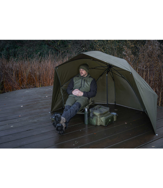 Korum Progress Graphite Brolly Shelter 50’’ 2.10m – Leichter Graphite Brolly mit 5.000mm Wasserdichtigkeit, Seiten und Heringen