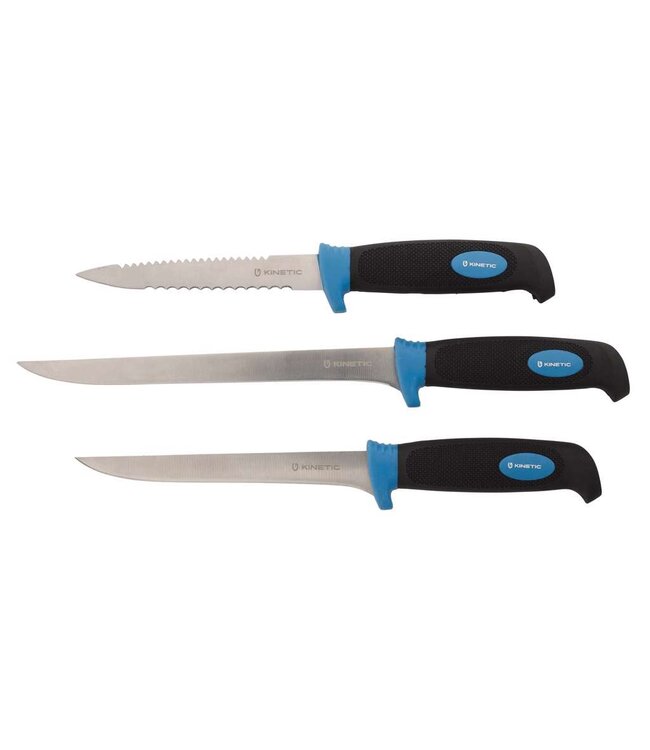 Kinetic Filetting Knife Set – 4-teiliges Set mit 8 inch Filetiermesser, 6 inch Filetiermesser, 5 inch Schuppenmesser und Messerschärfer