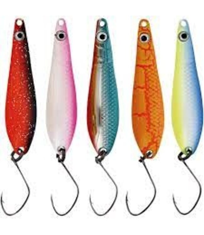 Kinetic Multipack Spoons – 5-Delige Lepelset met Single Hooks, Powder Coated Finish en Trout-Kleuren voor Forel, Regenboogforel en Baars