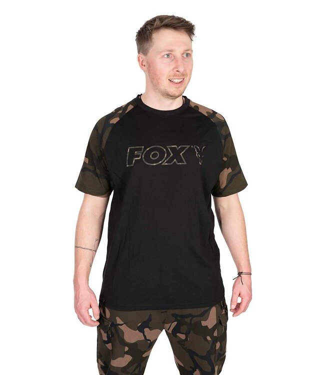 Fox Schwarzes Fox T-Shirt mit Camo-Outline-Logo