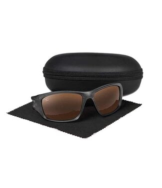 Matrix Polorised Sunglasses Wrap Frosted Black - Brown