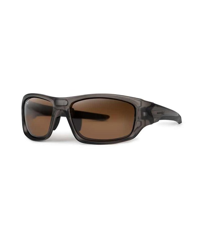 Matrix Polorised Sunglasses Wrap Frosted Black - Brown