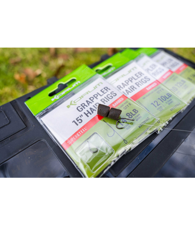 Korum Big Fish Grappler Hair Rigs 4" Barbless (8 pcs) Haak 12