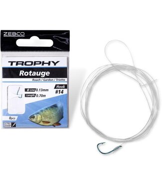 Zebco Trophy Hameçon Gardon avec Bas de Ligne Nylon 70 cm (8 pcs) Hameçon Bleu