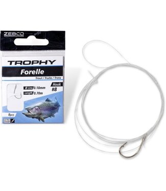 Zebco Trophy Trout Hook-to-Nylon 70cm (8 pcs) Hook Silver