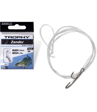 Zebco Trophy Zander Hook-to-Nylon 70cm (8 pcs) Hook Silver