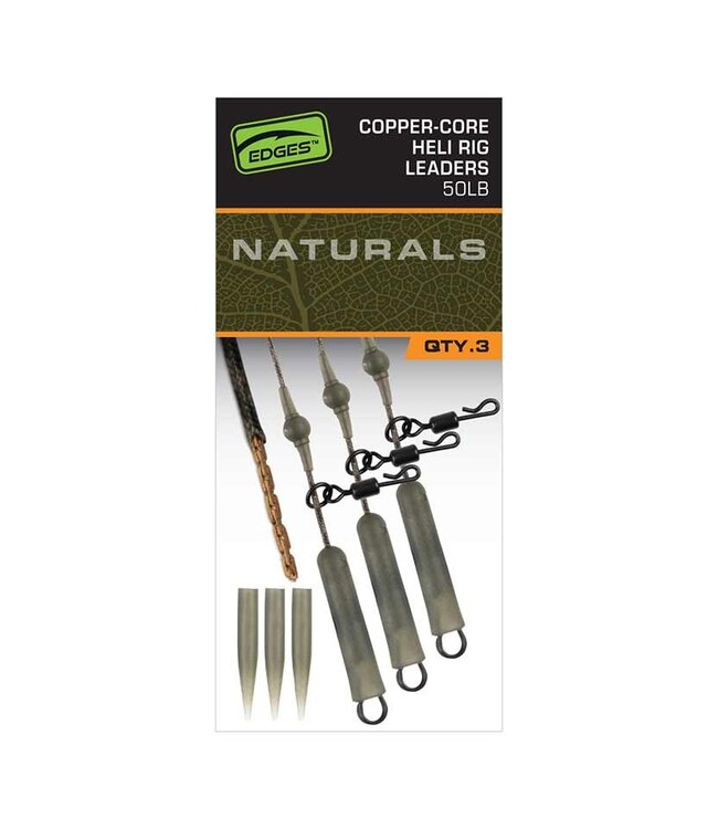 Fox Edges Nat Copper-Core Heli Rig Leaders (3 pcs) 50lb