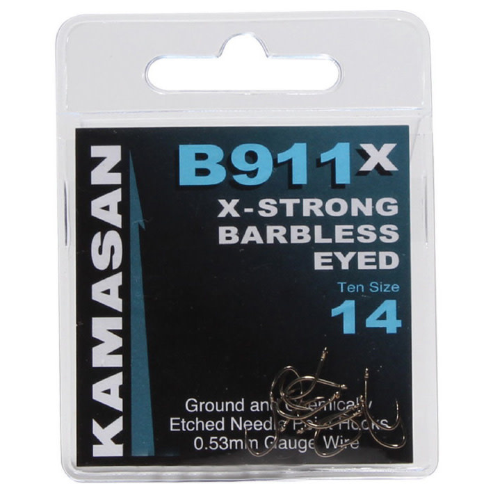 Kamasan B610 X Strong Barbless Hooks – Crystal Spade End, Sizes 10-22, Pack Of 10