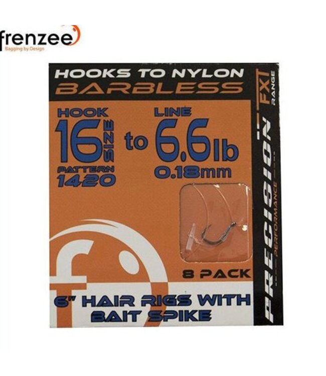 Frenzee Precision FXT 6" Hair Rigs With Bait Spike Hook 1420 Eyed Barbless