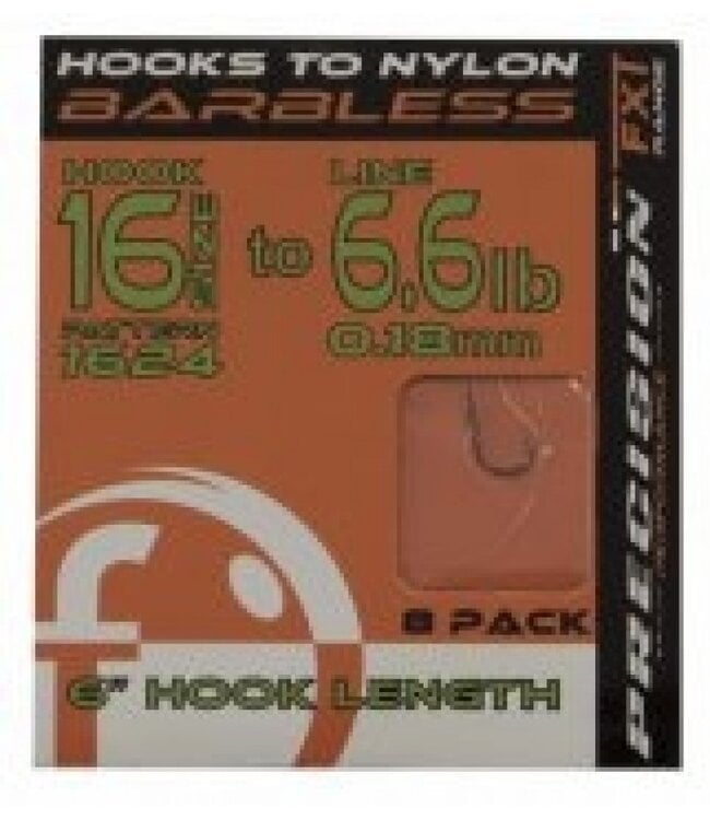 Frenzee Precision FXT 6" Hook Length Hook 1624 Spade Barbless (8 pcs)