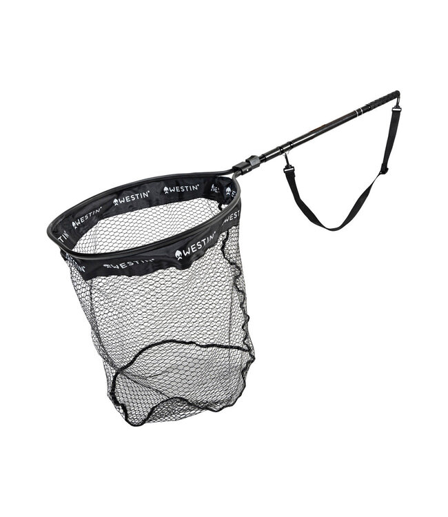 Westin W6 C&R Telescopic Landing Net – Épuisette Pliante avec Manche Télescopique Carbone et Filet Rubber Coated