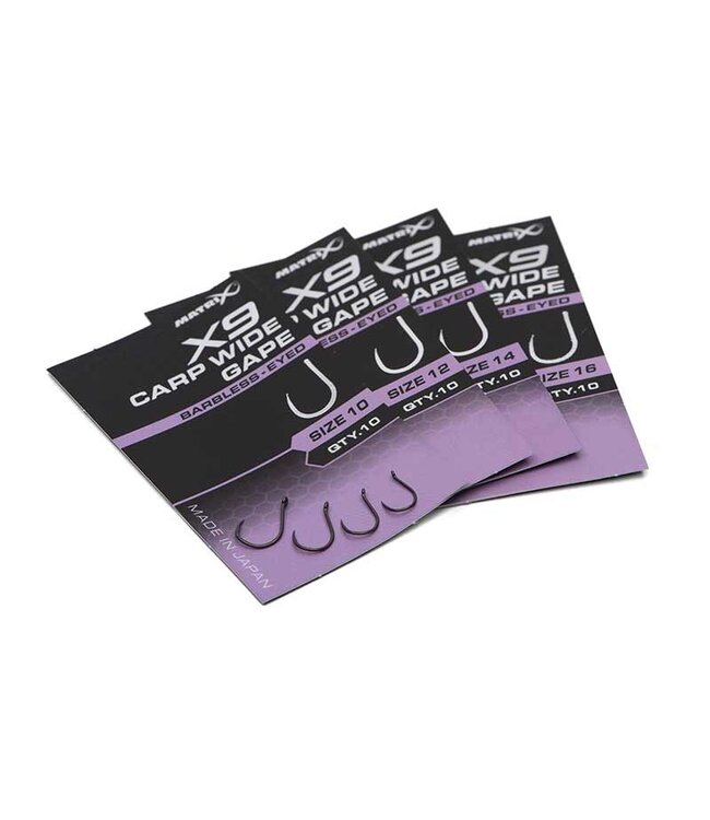 Matrix X9 Carp Wide Gape Eyed-Barbless (10 pcs)