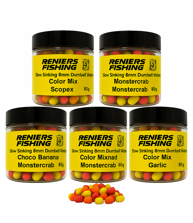 Reniers Fishing Slow Sinking 8mm Dumbell Wafters Color  Mix 80gr