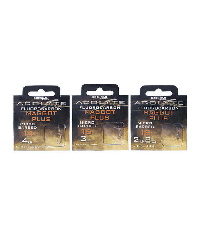 Drennan Onderlijnen Acolyte Fluorocarbon Maggot Plus Micro Barbed (30 cm)