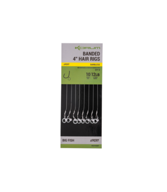 Korum 4" Banded Hair Rigs Sans Ardillon (8 pcs)