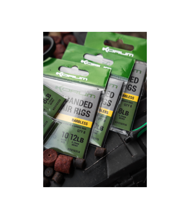 Korum 15" Banded Hair Rigs Barbless (8 pcs)