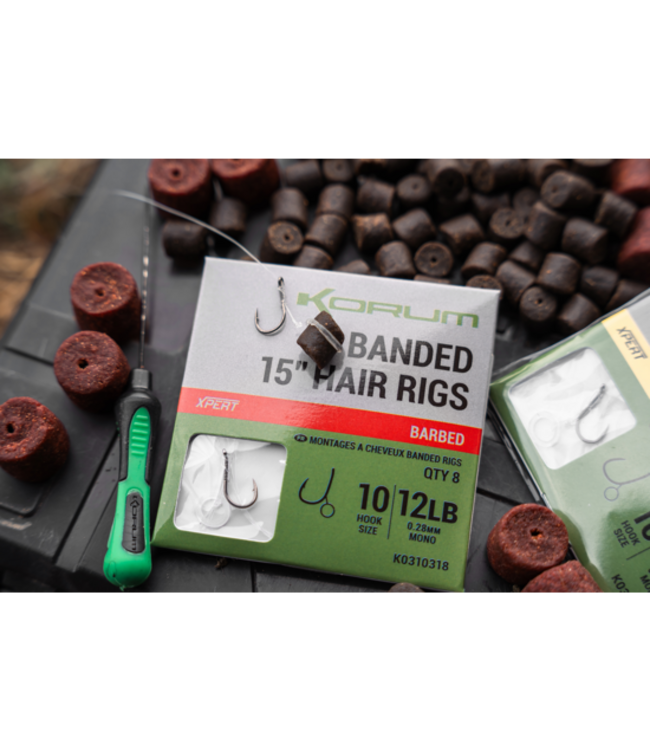 Korum 15" Banded Hair Rigs Ardillon (8 pcs)