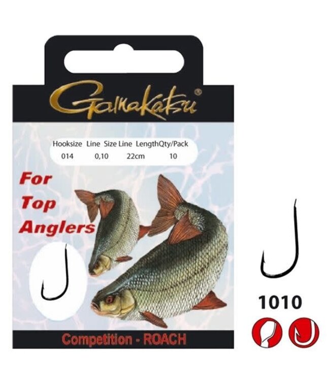 Gamakatsu Bas de Ligne Competition Gardon l'Hameçon 1010R - 22cm (10 pcs)
