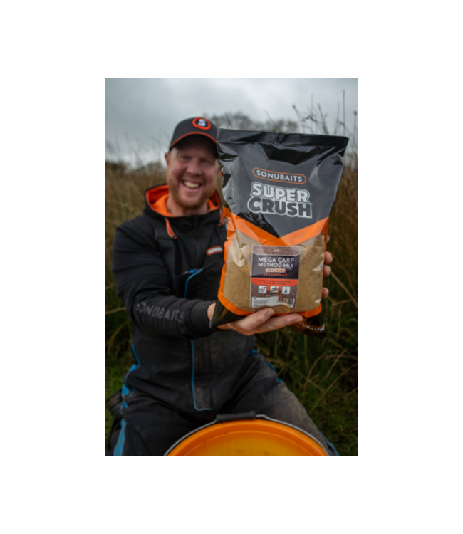 Sonubaits Super Crush Mega Carp Method Mix 2kg – Amorce Grossière Fishmeal Pellet pour Method Feeder, Bordure et Gros Poissons