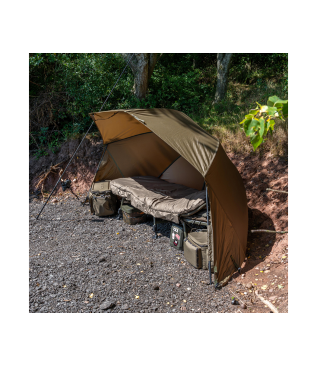 Avid Carp Revolve Overnight Brolly 60in – Leichter Karpfen-Brolly mit 10.000mm Revolve Khaki Gewebe, Stormpoles und Heringen