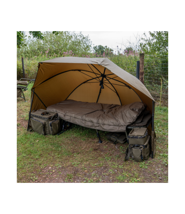 Avid Carp Revolve Overnight Brolly 60in – Lichtgewicht Karper Brolly met 10.000mm Revolve Khaki Doek, Stormpoles en Haringen