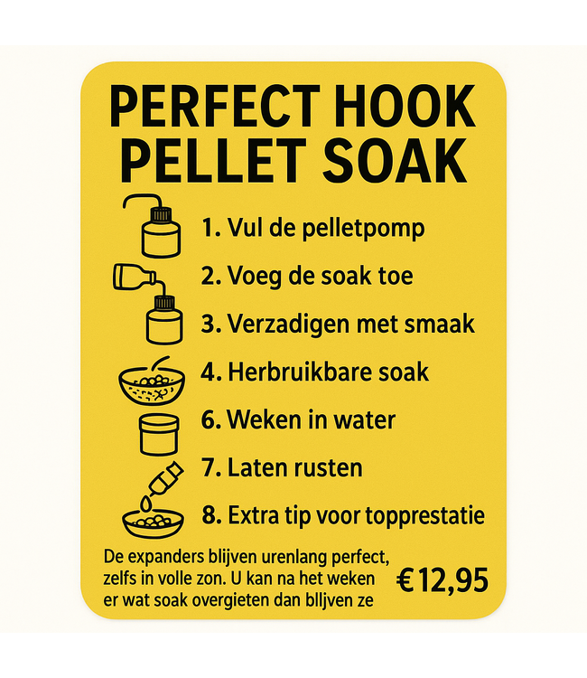 Reniers Fishing Perfect Hook Pellet Soak 1 Liter – Soak en Bewaarmiddel voor Snelle Verzadiging, Haakvaste Expanders, Feed Pellets en Langere Bewaring