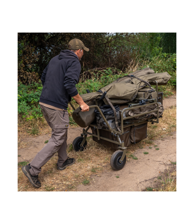 Avid Carp Transit Tri-Terrain Barrow – Driewielige Transportkar met Afneembare Tassen, Verstelbaar Frame en 360° Zwenkwielen