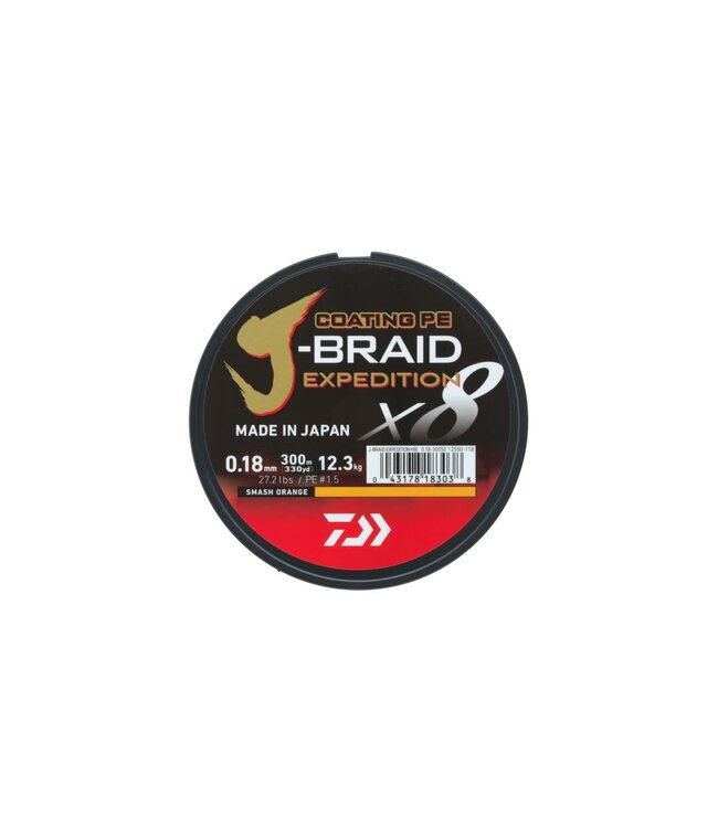 Daiwa Coating PE J-Braid Expedition X8 Braid Smash Orange 150m
