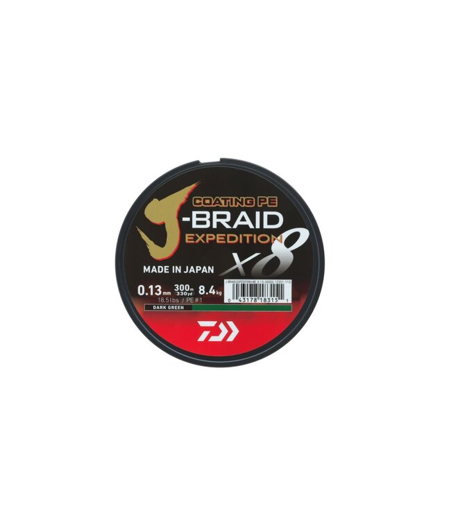 Daiwa Coating PE J-Braid Expedition X8 Braid Dark Vert 150m