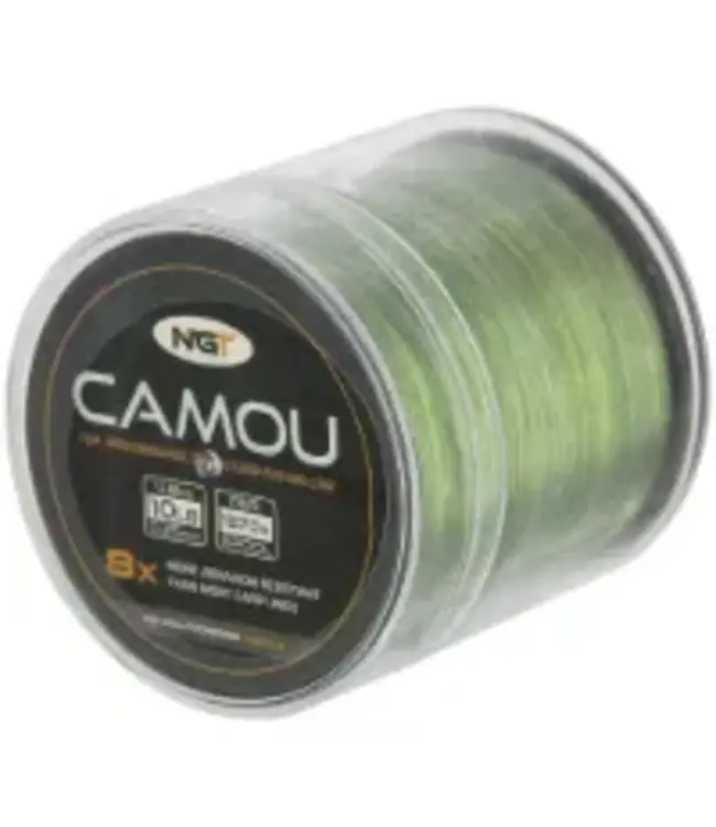 NGT Camo Line – Slijtvaste camouflaged nylon vislijn voor wierwater (0.25–0.33 mm)