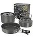 NGT Aluminium Outdoor Cook Set Gun Metal – Bouilloire 1.1L + casserole 1.5L + poêle 0.60L (compact empilable)