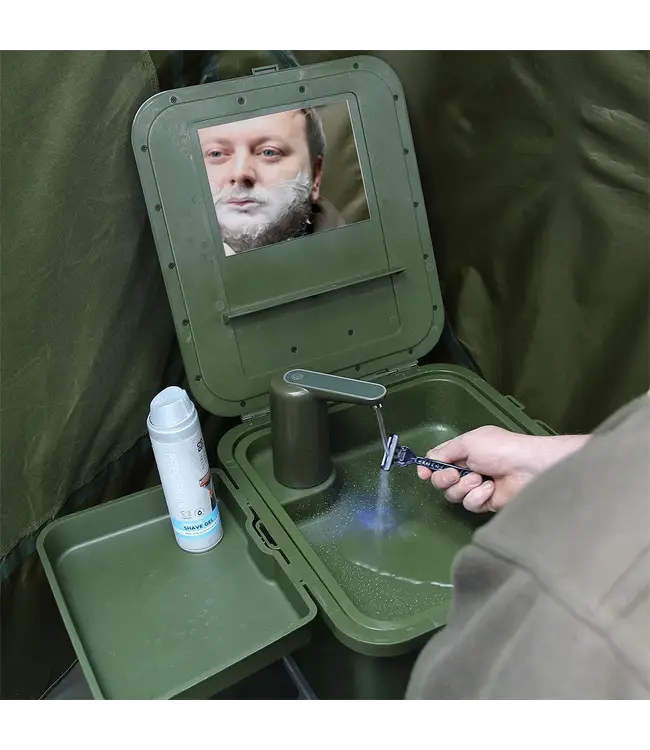 NGT Bivvy Sink – Komplettes Outdoor-Waschsystem mit Spiegel + 2x 5 L Kanister