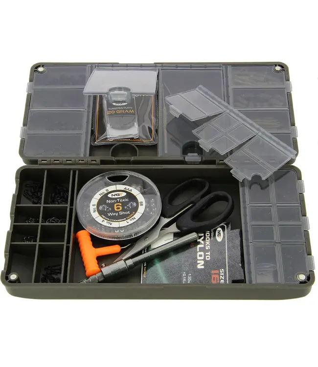 NGT XPR Terminal Tackle Box System – Boîte magnétique 27 compartiments + règle 20 cm
